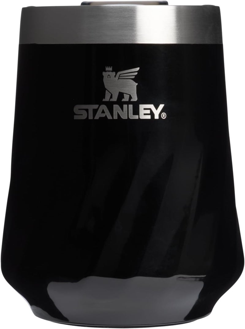 Stanley The Reserve Textured Wine Tumbler | 11oz | Splash-Proof Lid | Cold Drinks & Cocktail Cup | Insulated Stainless Steel Wine Glass | Black Gloss - Image 1